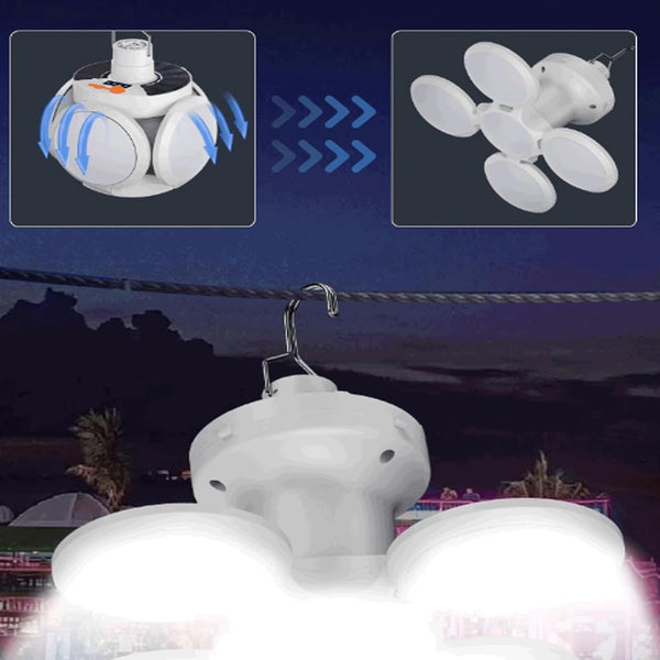 Lampa solara pliabila 2 in 1, 360° iluminare, 5 moduri, portabila, rezistenta la apa